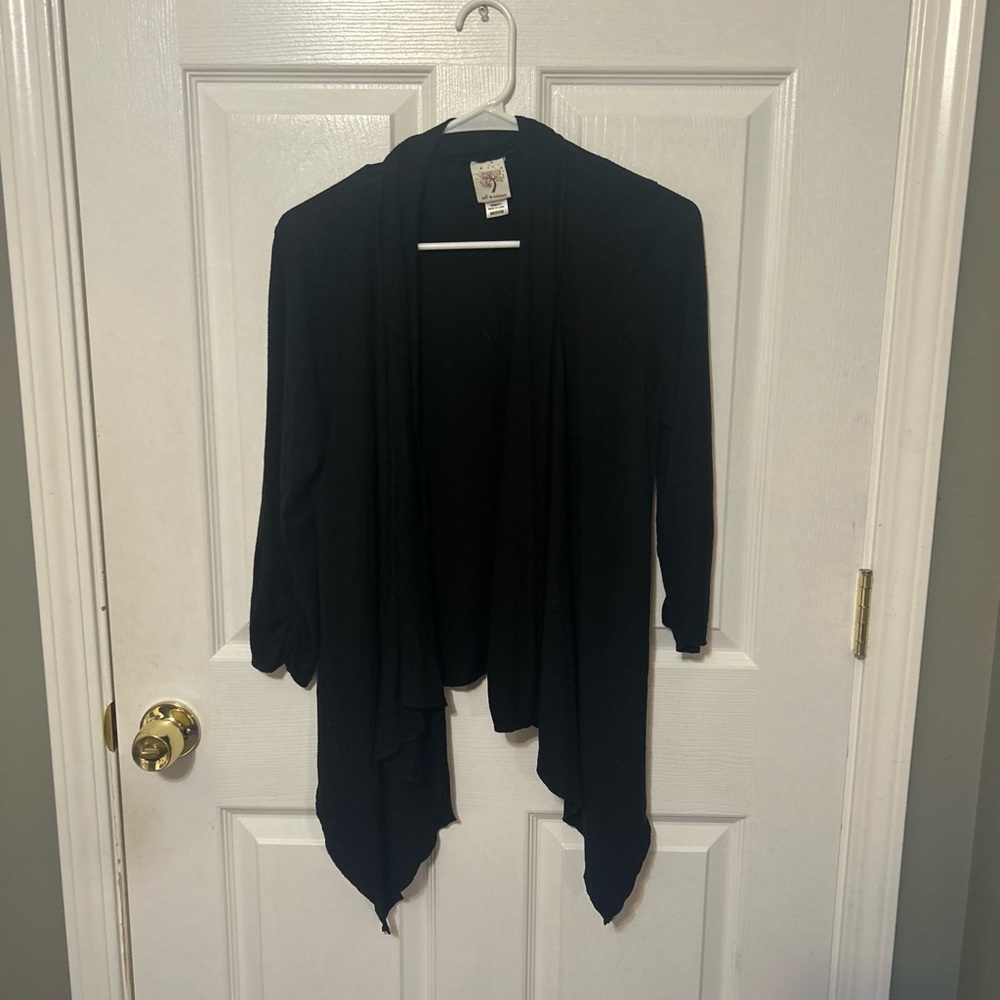 Black Open Front Cardigan Sweater
